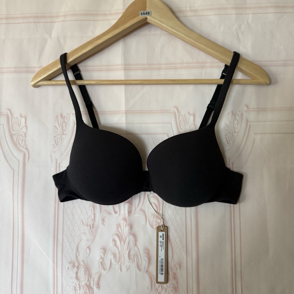 SKIMS Everyday Cotton Ultimate Bra Size 34B Onyx Black NWT $64